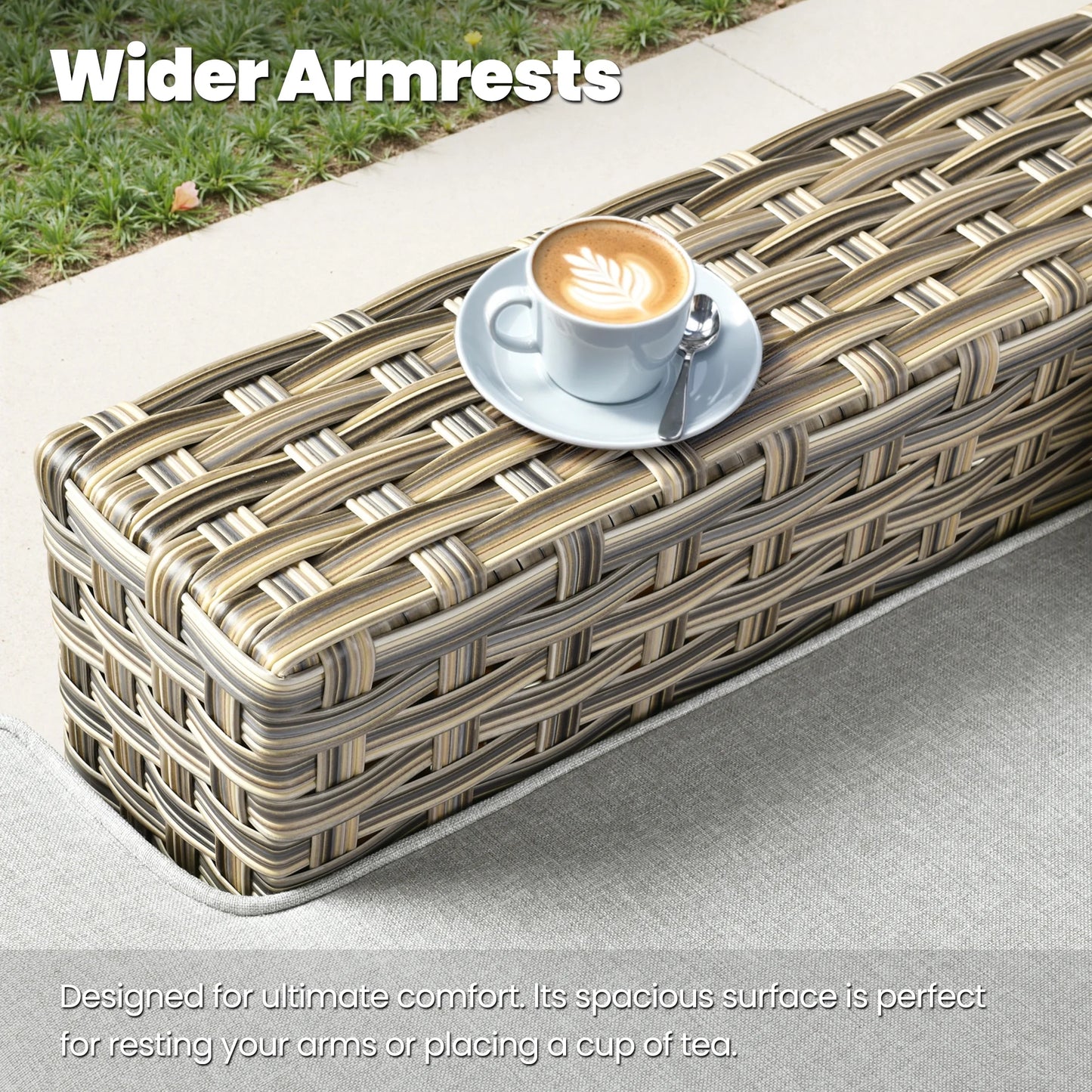 9 Pieces Patio Furniture Set outside Furniture Wicker Patio Conversation Set with Swivel Chairs, Outdoor Furniture for Garden, Gray