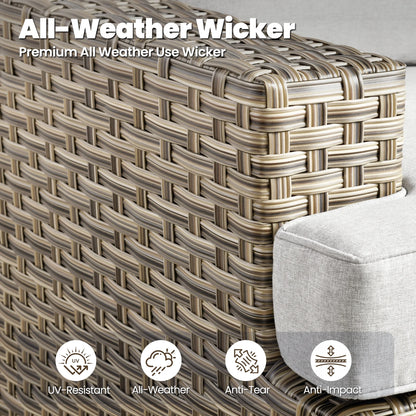 9 Pieces Patio Furniture Set outside Furniture Wicker Patio Conversation Set with Swivel Chairs, Outdoor Furniture for Garden, Gray