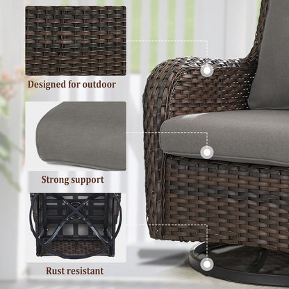 8 Pieces Patio Furniture Sets with Swivel Rocking Chairs,High-Back Rattan Patio Outdoor Conversation Set with 2-Seat Sofa & Coffee Table for Porch Deck Backyard Poolside