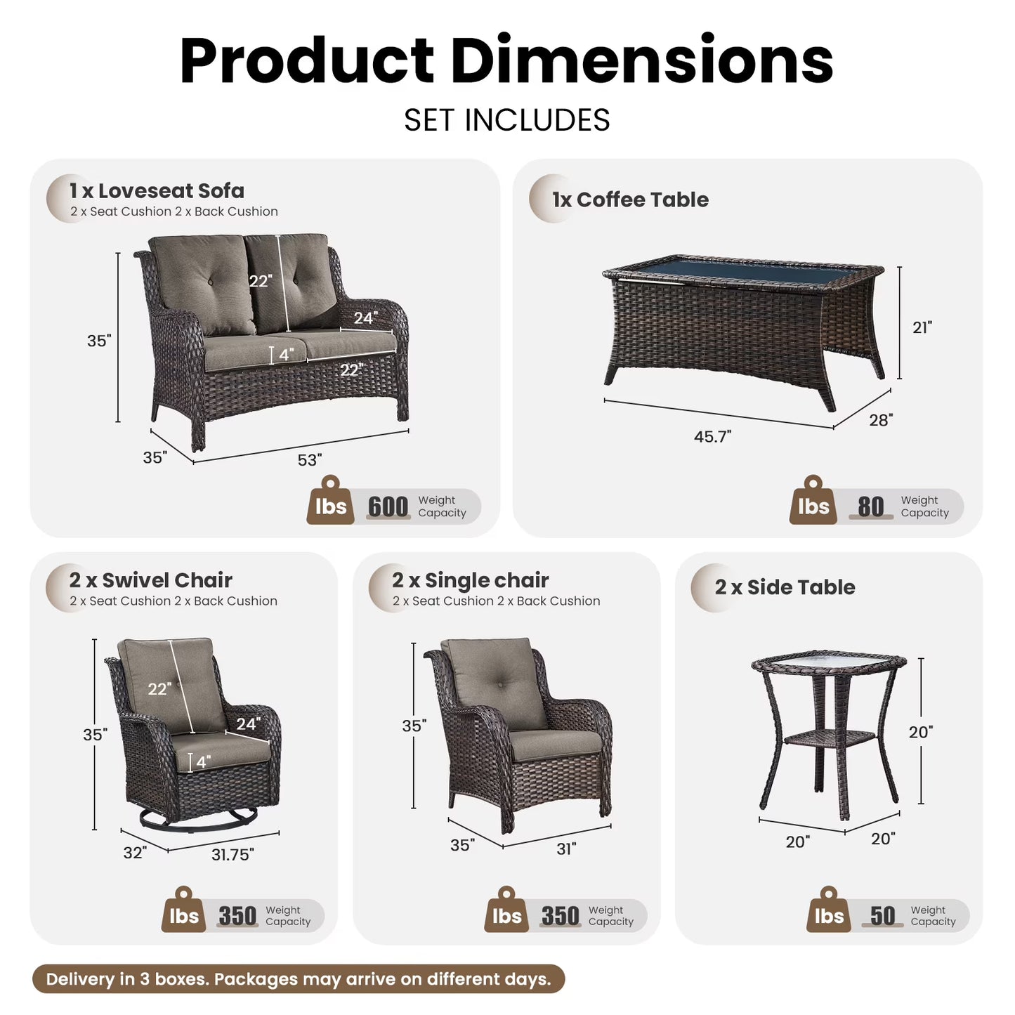 8 Pieces Patio Furniture Sets with Swivel Rocking Chairs,High-Back Rattan Patio Outdoor Conversation Set with 2-Seat Sofa & Coffee Table for Porch Deck Backyard Poolside