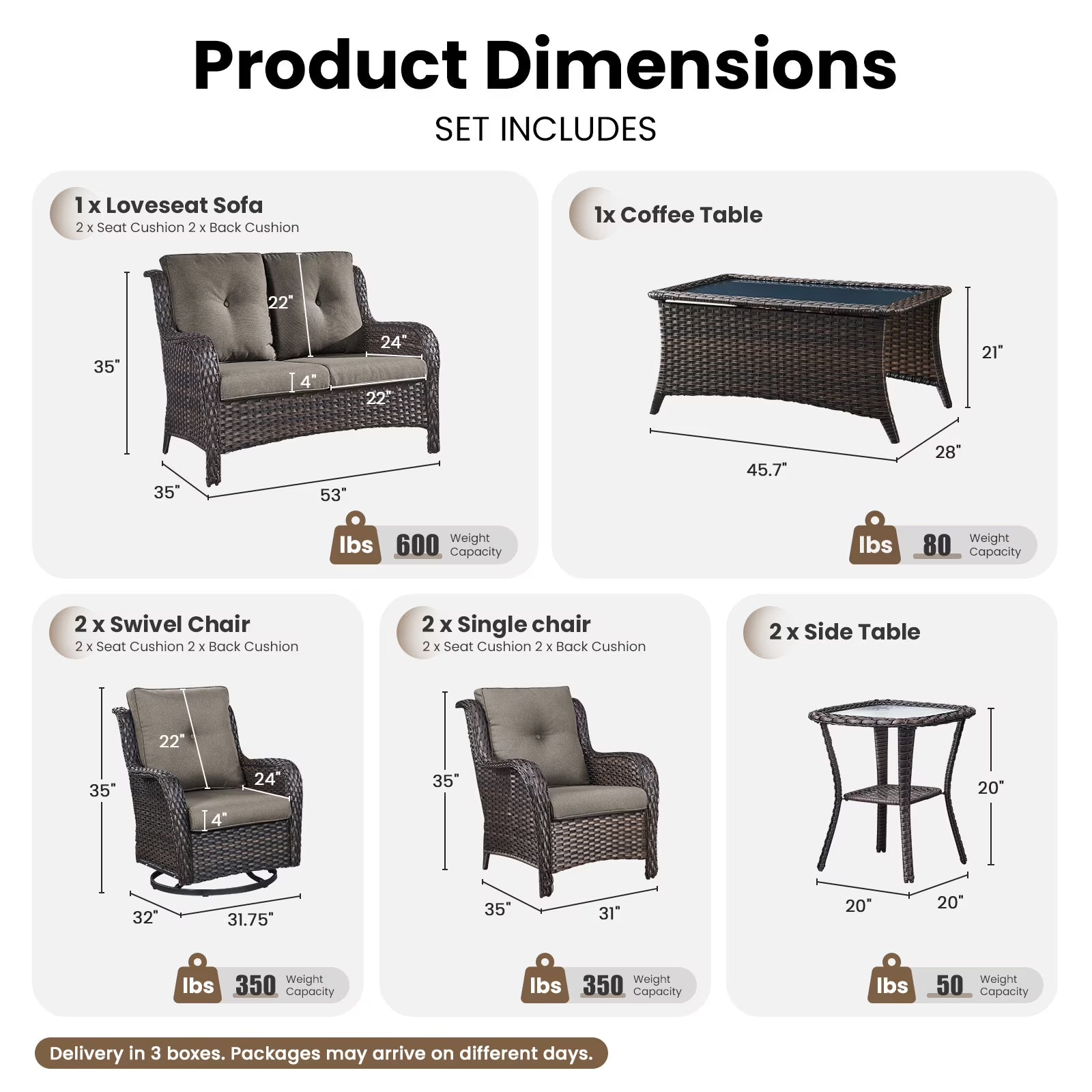 8 Pieces Patio Furniture Sets with Swivel Rocking Chairs,High-Back Rattan Patio Outdoor Conversation Set with 2-Seat Sofa & Coffee Table for Porch Deck Backyard Poolside