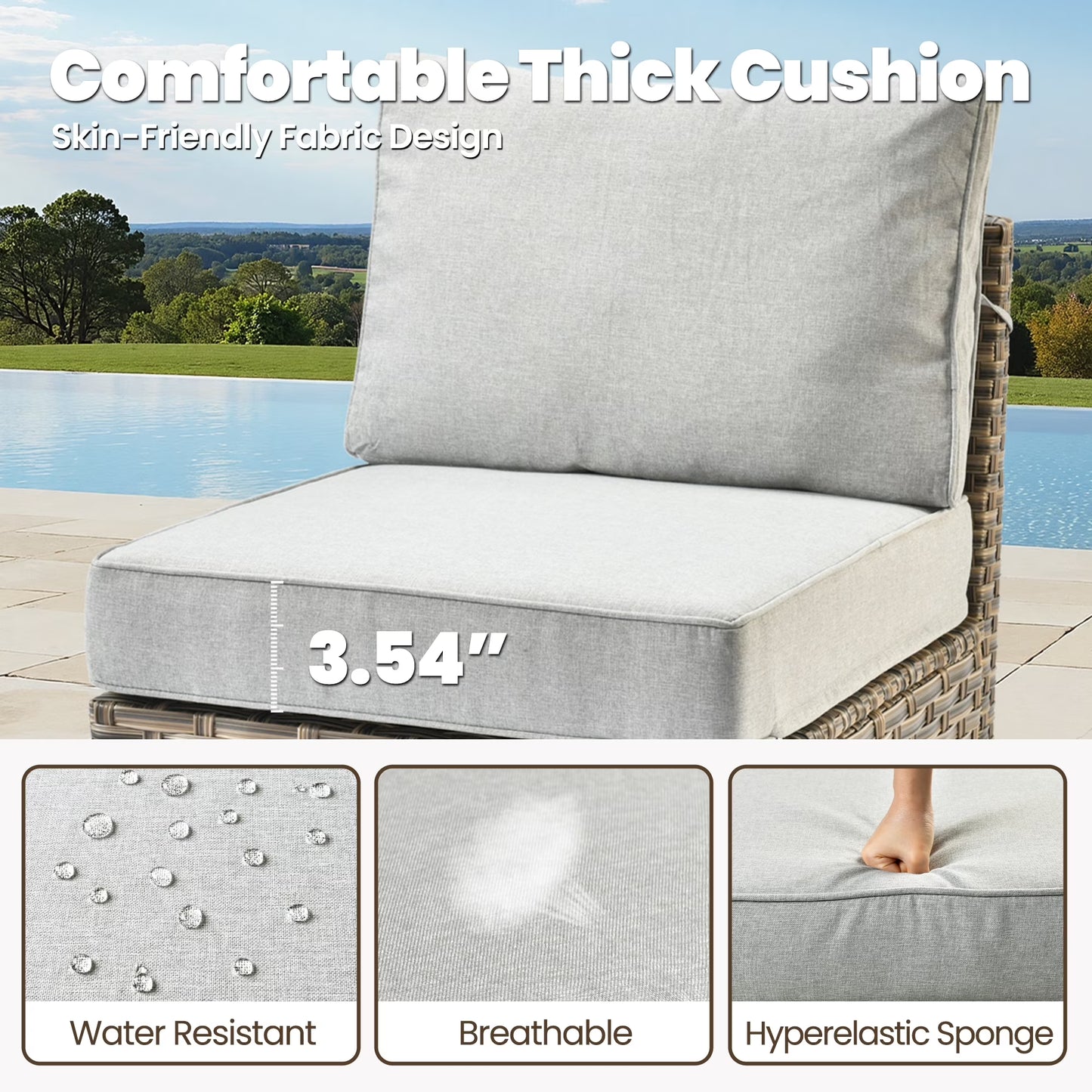 9 Pieces Patio Furniture Set outside Furniture Wicker Patio Conversation Set with Swivel Chairs, Outdoor Furniture for Garden, Gray