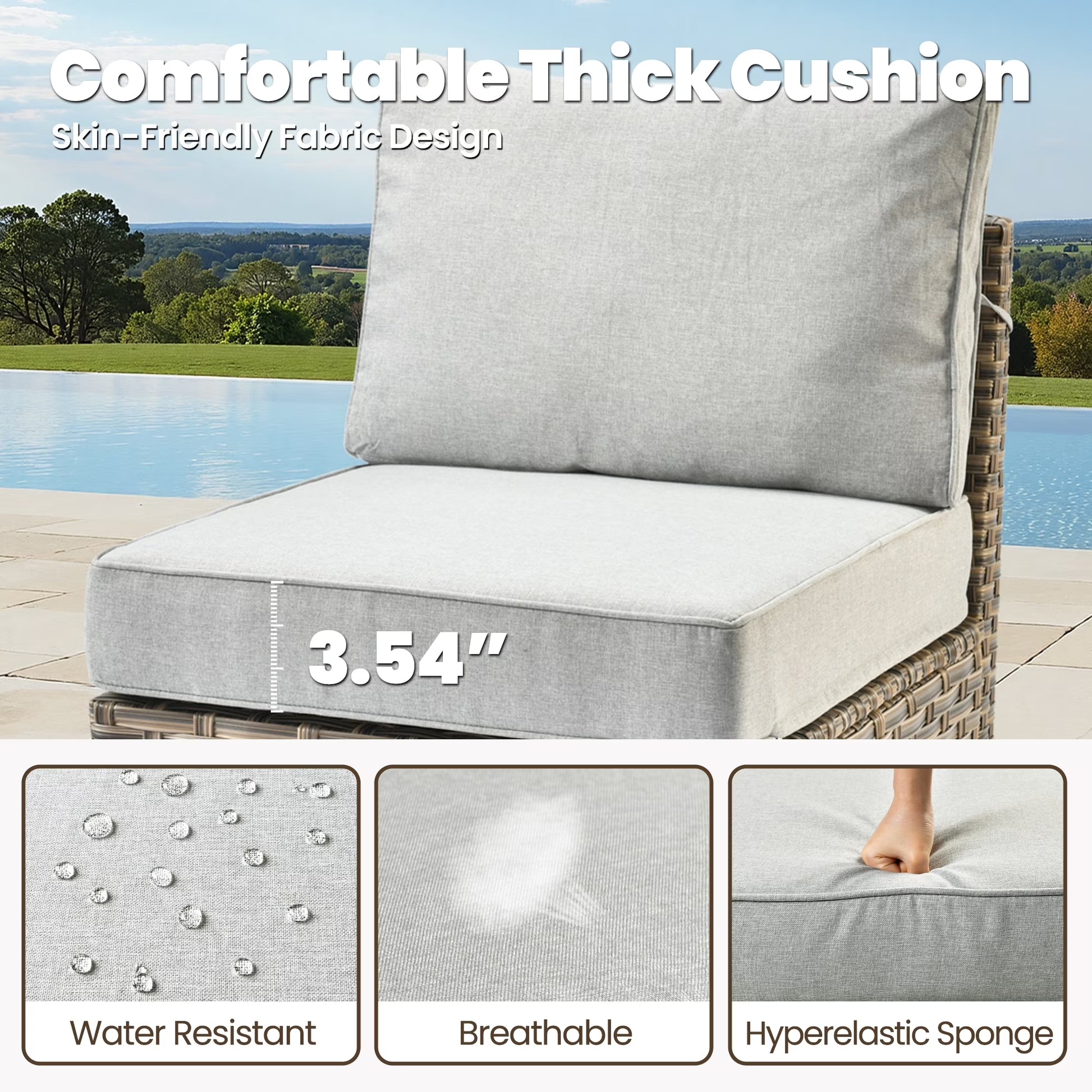 9 Pieces Patio Furniture Set outside Furniture Wicker Patio Conversation Set with Swivel Chairs, Outdoor Furniture for Garden, Gray