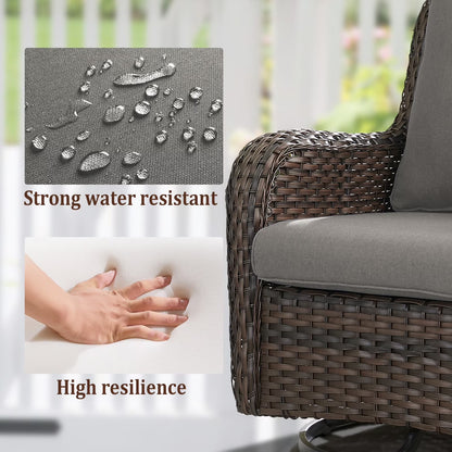 8 Pieces Patio Furniture Sets with Swivel Rocking Chairs,High-Back Rattan Patio Outdoor Conversation Set with 2-Seat Sofa & Coffee Table for Porch Deck Backyard Poolside