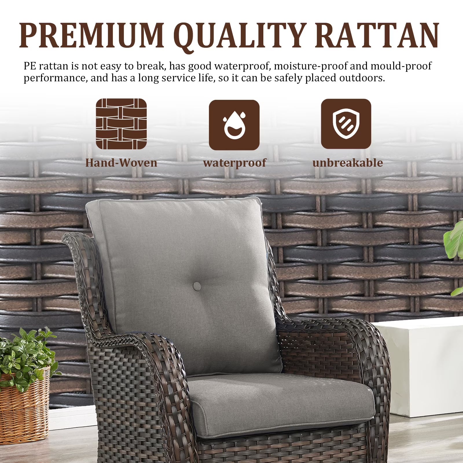8 Pieces Patio Furniture Sets with Swivel Rocking Chairs,High-Back Rattan Patio Outdoor Conversation Set with 2-Seat Sofa & Coffee Table for Porch Deck Backyard Poolside