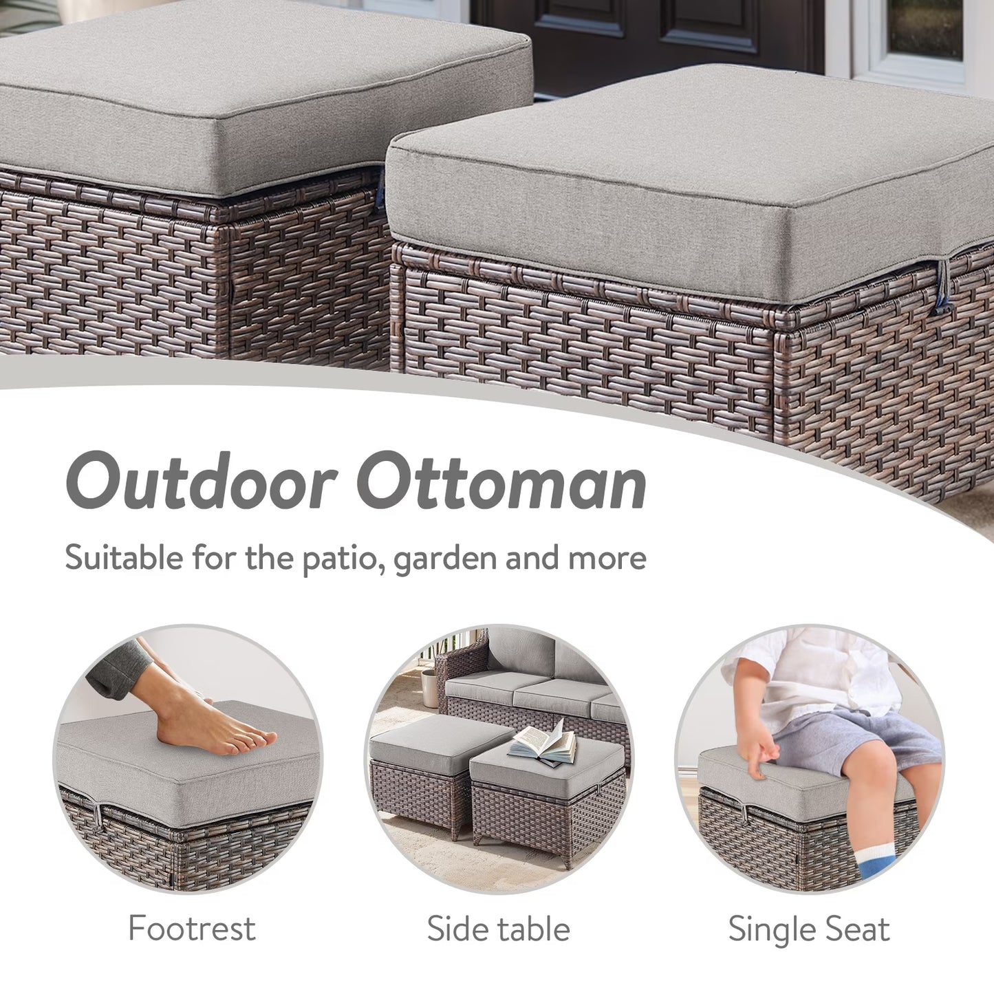8 Pieces Patio Furniture Sets with Swivel Rocking Chairs,High-Back Rattan Patio Outdoor Conversation Set with 2-Seat Sofa & Coffee Table for Porch Deck Backyard Poolside