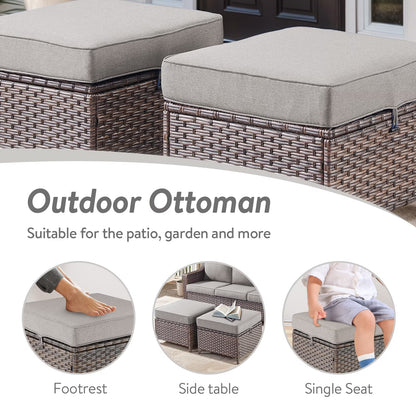8 Pieces Patio Furniture Sets with Swivel Rocking Chairs,High-Back Rattan Patio Outdoor Conversation Set with 2-Seat Sofa & Coffee Table for Porch Deck Backyard Poolside