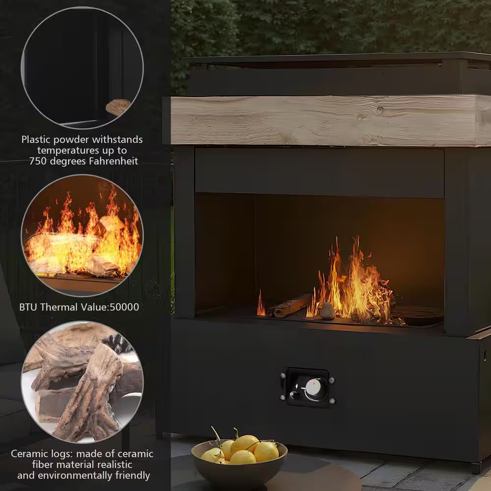 43 In. 50000BTU Propane Fire Pit Table Modern Outdoor Gas Fire Table