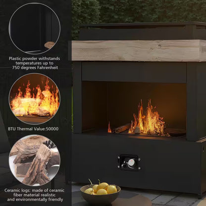 43 In. 50000BTU Propane Fire Pit Table Modern Outdoor Gas Fire Table