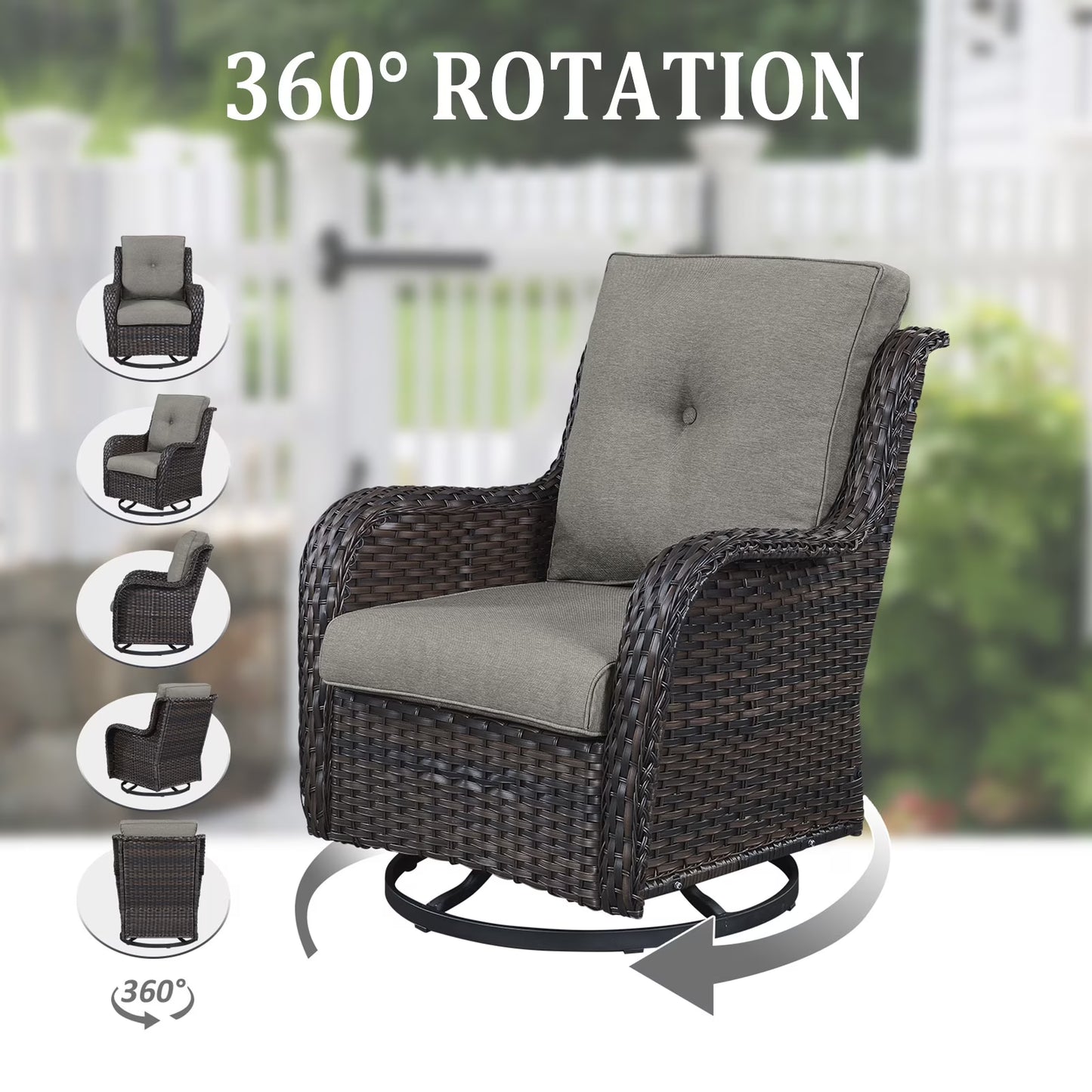 8 Pieces Patio Furniture Sets with Swivel Rocking Chairs,High-Back Rattan Patio Outdoor Conversation Set with 2-Seat Sofa & Coffee Table for Porch Deck Backyard Poolside